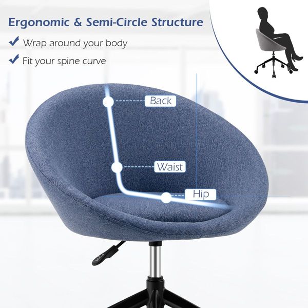 Armless Desk Chairs with Curved Backrest for Office & Bedroom