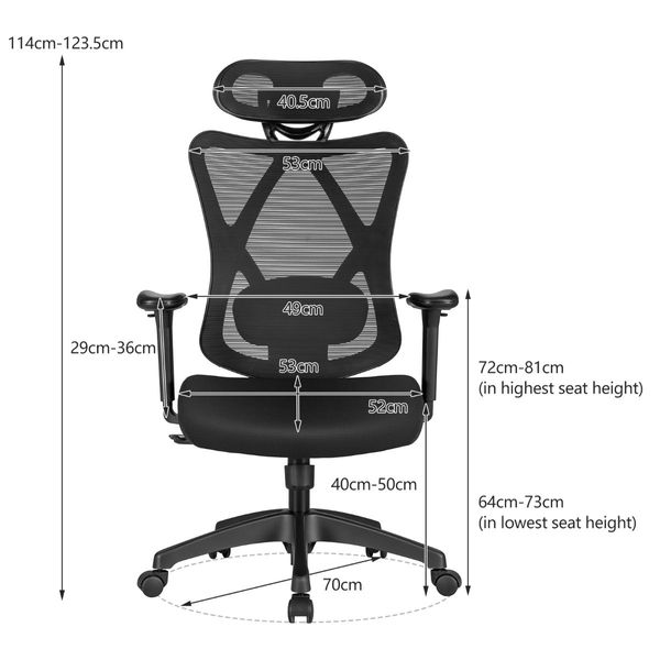 Ergonomic High Back Mesh Office Chair with Adjustable Lumbar Support for Home Office