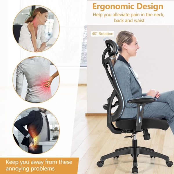 Ergonomic High Back Mesh Office Chair with Adjustable Lumbar Support for Home Office