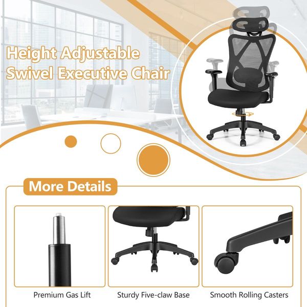 Ergonomic High Back Mesh Office Chair with Adjustable Lumbar Support for Home Office