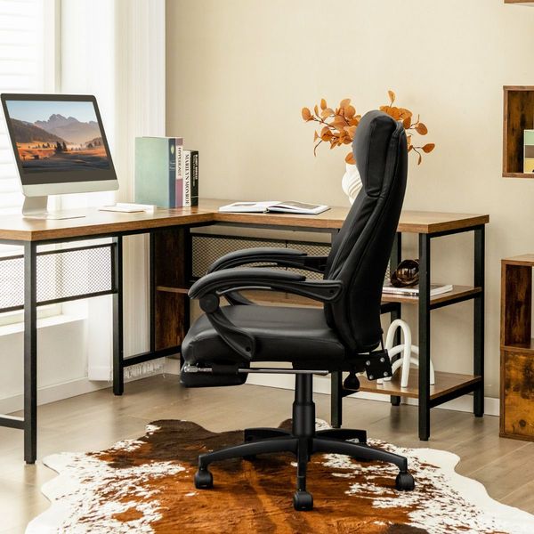 Ergonomic Executive Office Chair with Retractable Footrest for Office