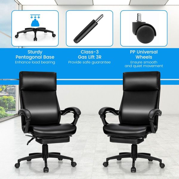 Ergonomic Executive Office Chair with Retractable Footrest for Office