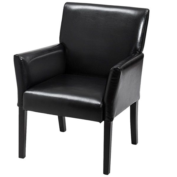 Leather Ergonomic Mid-Back Reception Guest Chair with Padded Seat