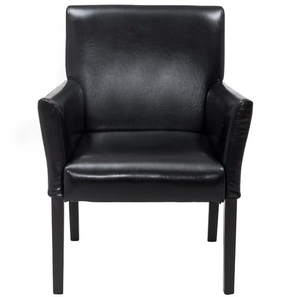 Leather Ergonomic Mid-Back Reception Guest Chair with Padded Seat