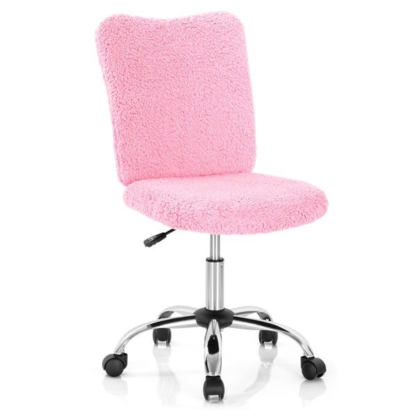 Ergonomic Swivel Faux Fur Leisure Chair with Chrome Base