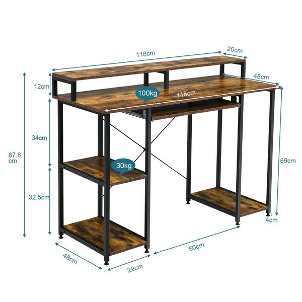 Computer Desk with Storage Shelves for Home Office