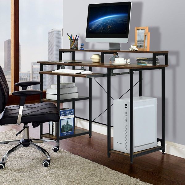 Computer Desk with Storage Shelves for Home Office