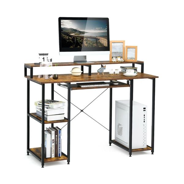 Computer Desk with Storage Shelves for Home Office