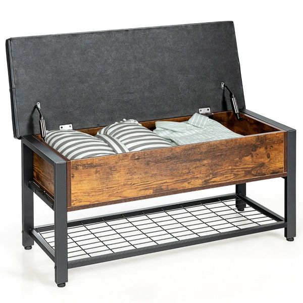 Multi-Purpose Shoe Bench with PU Leather for Bedroom/Entry/Living Room