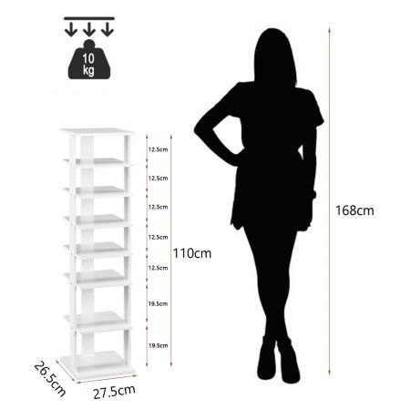 Wooden Shoe Rack with 8 Levels and Large Capacity for Entry/Living Room