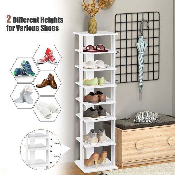 Wooden Shoe Rack with 8 Levels and Large Capacity for Entry/Living Room