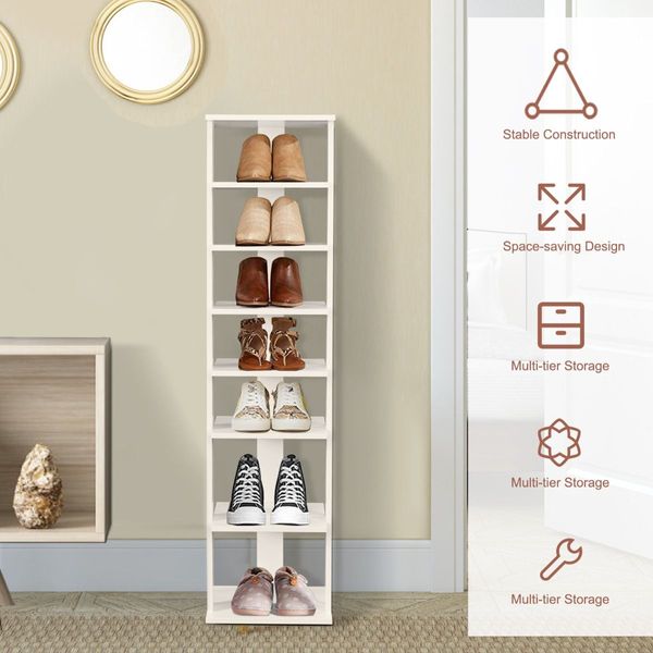 Wooden Shoe Rack with 8 Levels and Large Capacity for Entry/Living Room