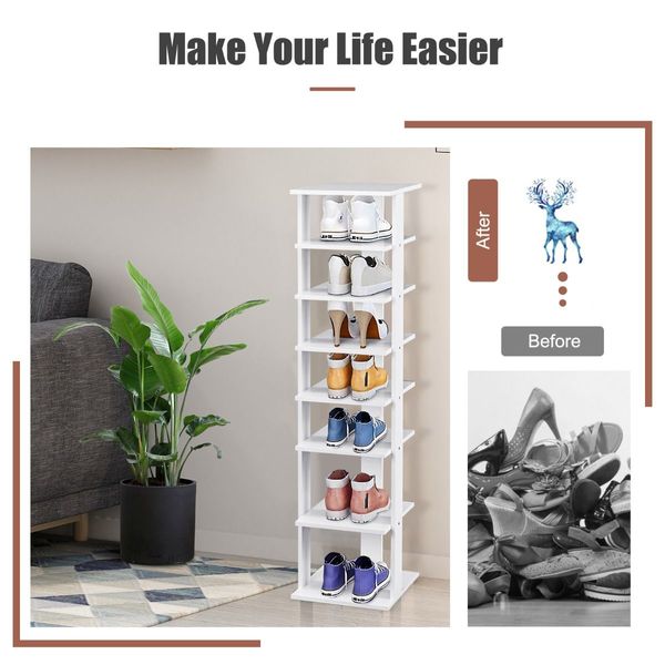 Wooden Shoe Rack with 8 Levels and Large Capacity for Entry/Living Room