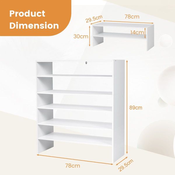 6-Tier Home Storage Shelf for Shoes with Anti-toppling Device for Entryway