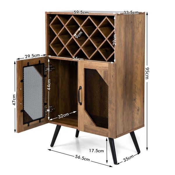 Industrial Kitchen Sideboard with Removable Wine Rack for Living Room, Dining Room