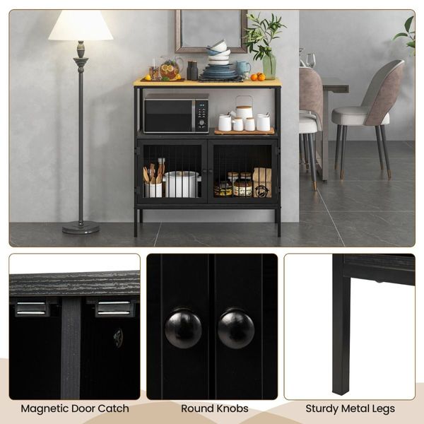 Modern Kitchen Storage Cabinet with Heavy-duty Metal Frame for Cafe