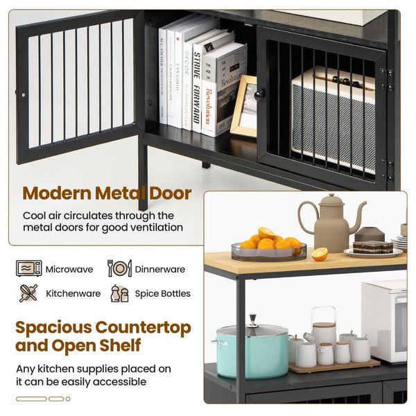 Modern Kitchen Storage Cabinet with Heavy-duty Metal Frame for Cafe