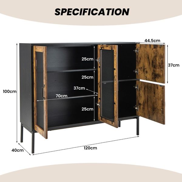 Multifunctional Storage Cabinet with Stable Metal Legs for Living Room