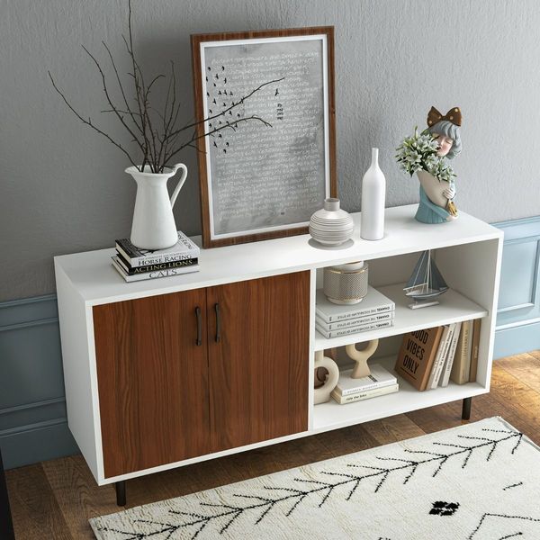 Modern Buffet Sideboard with Open Compartments for Kitchen