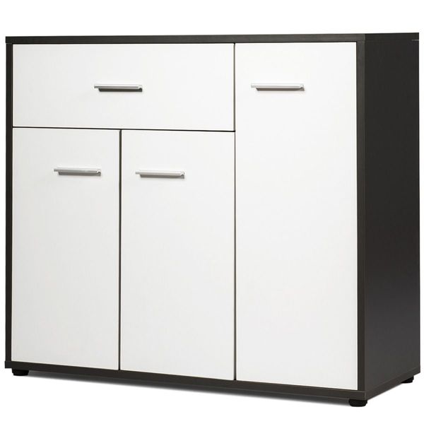 Kitchen Cabinet with Drawer & 4 Adjustable Shelves & 3 Doors