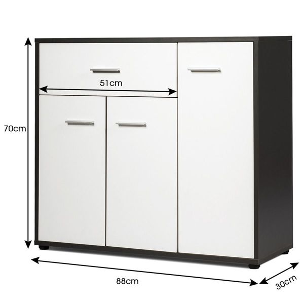 Kitchen Cabinet with Drawer & 4 Adjustable Shelves & 3 Doors