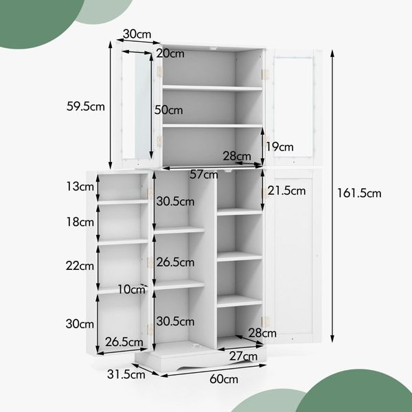 Tall Buffet Sideboard with Dual Tempered Glass Doors & Shelves