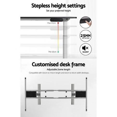 Artiss Standing Desk Frame Only Motorised Dual Motor Grey