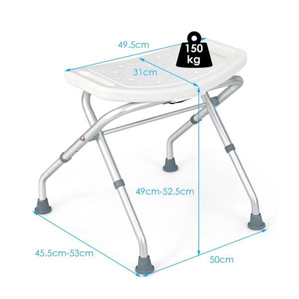 3-Level Height Adjustable Shower Seat with Handles