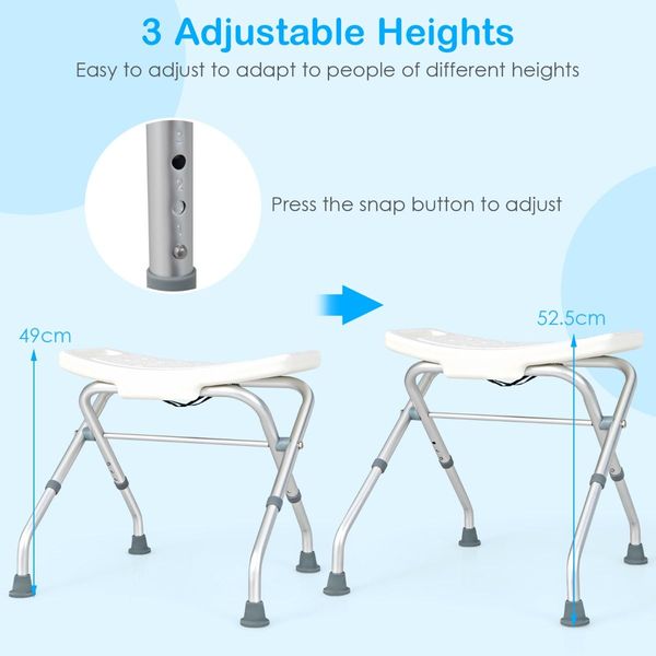 3-Level Height Adjustable Shower Seat with Handles