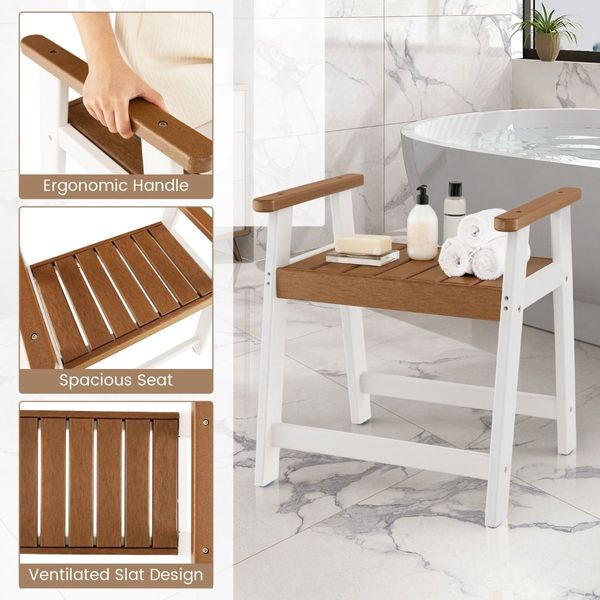 Waterproof Shower Bench with Arms for Indoor & Outdoor Use