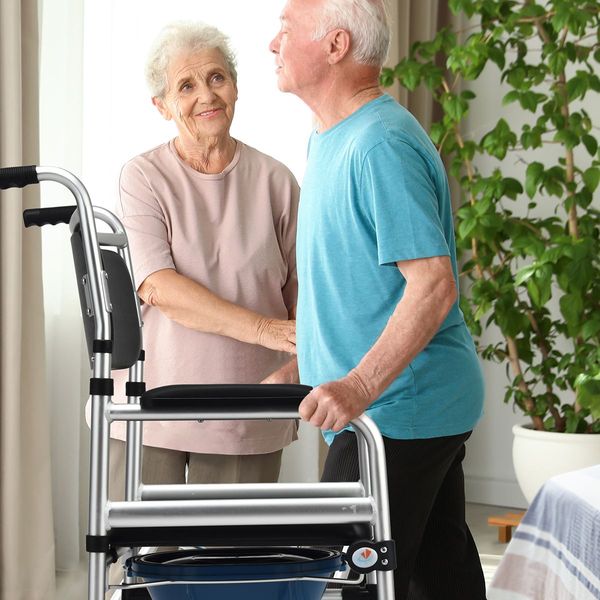 Multifunctional Rolling Commode Chair with Folding Pedals for the Elderly