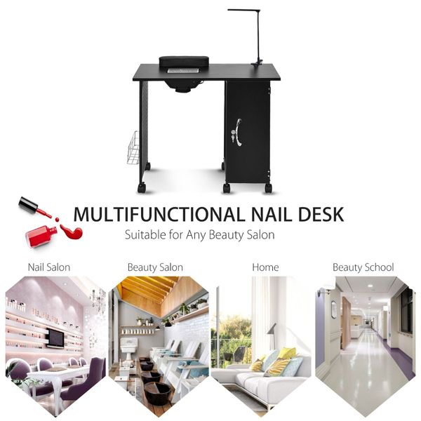 Manicure Nail Table with 5 Removable Drawers for Salon