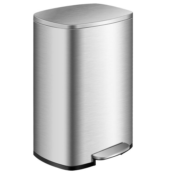 13.2 gallon stainless steel trash can with Removable Inner Bucket for Home Use