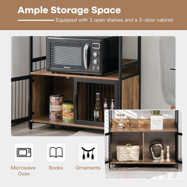 3-Tier Storage Shelf with 2-Door Cabinet