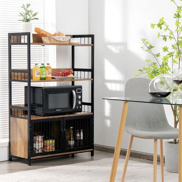 3-Tier Storage Shelf with 2-Door Cabinet