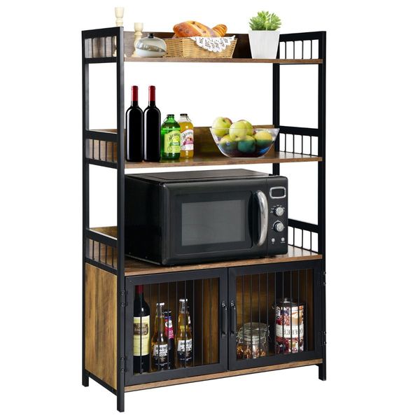 3-Tier Storage Shelf with 2-Door Cabinet