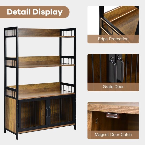 3-Tier Storage Shelf with 2-Door Cabinet