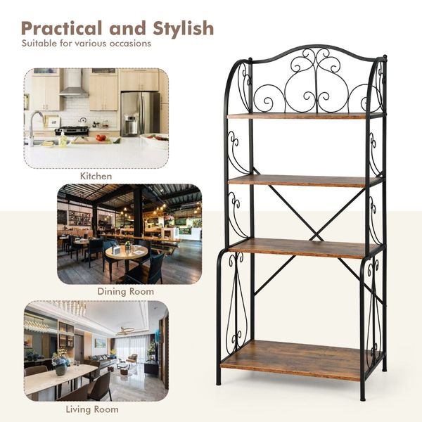 4-Tier Kitchen Baker's Rack with Open Shelves for Kitchen, Dining Room, Living Room