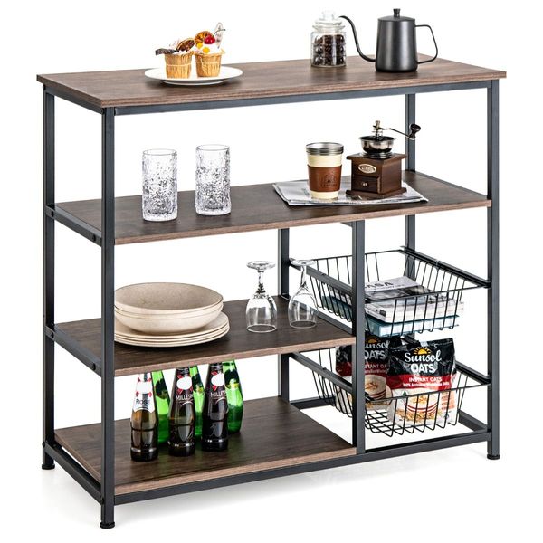 4-Tier Kitchen Baker's Rack with Storage Cabinet for Kitchen