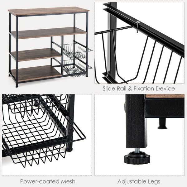 4-Tier Kitchen Baker's Rack with Storage Cabinet for Kitchen