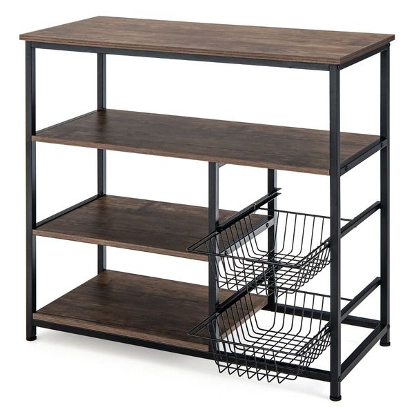 4-Tier Kitchen Baker's Rack with Storage Cabinet for Kitchen