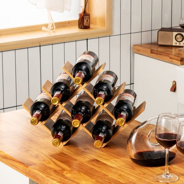 Modern Chic Decor 8-Bottle Solid Bamboo Wine Rack Display Holder with Compact Size