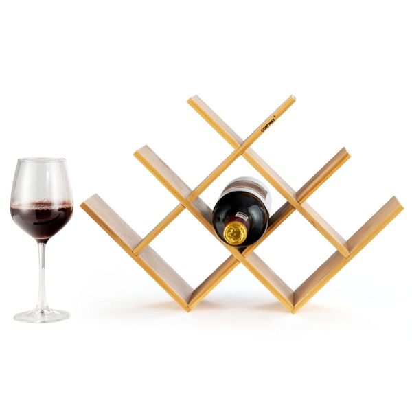 Modern Chic Decor 8-Bottle Solid Bamboo Wine Rack Display Holder with Compact Size