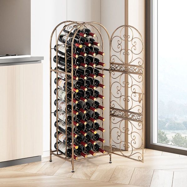 45 Bottles Metal Wine Rack with Lockable Door for Kitchen/Bar Cellar