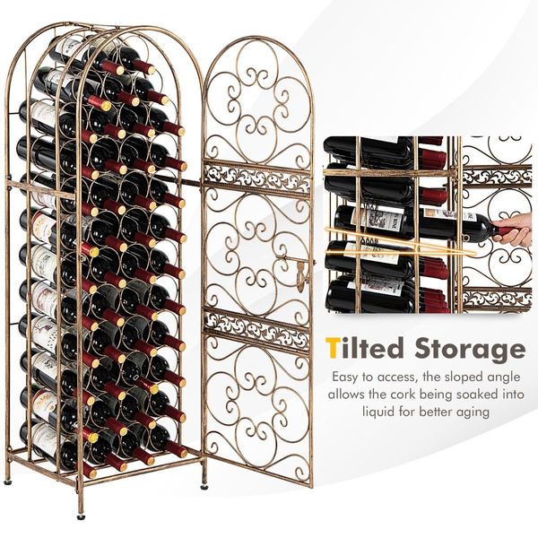 45 Bottles Metal Wine Rack with Lockable Door for Kitchen/Bar Cellar