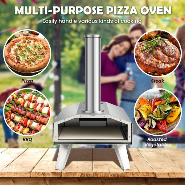 Foldable Stainless Steel Pizza Maker with Removable Wooden Handle