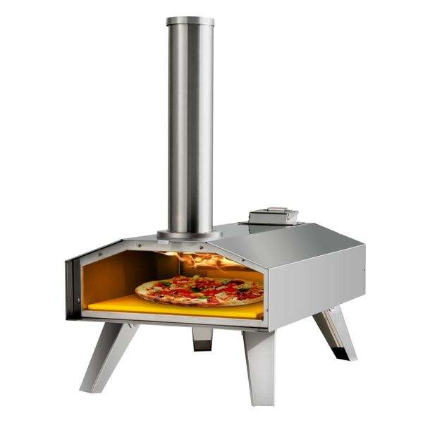 Foldable Stainless Steel Pizza Maker with Removable Wooden Handle