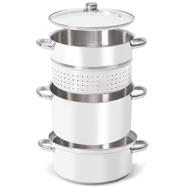 11-Quart Stainless Fruit Juicer Steamer with Tempered Glass Lid