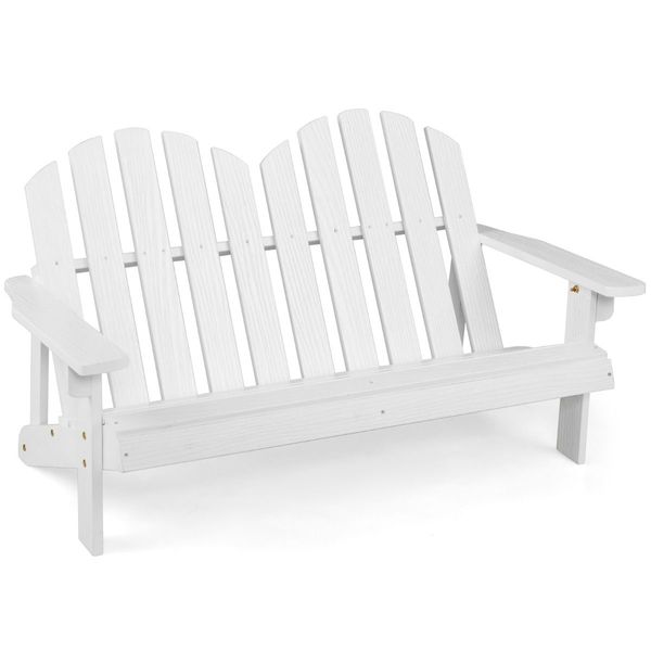 2 Person Kids Adirondack Chair with High Backrest for Balcony/Backyard