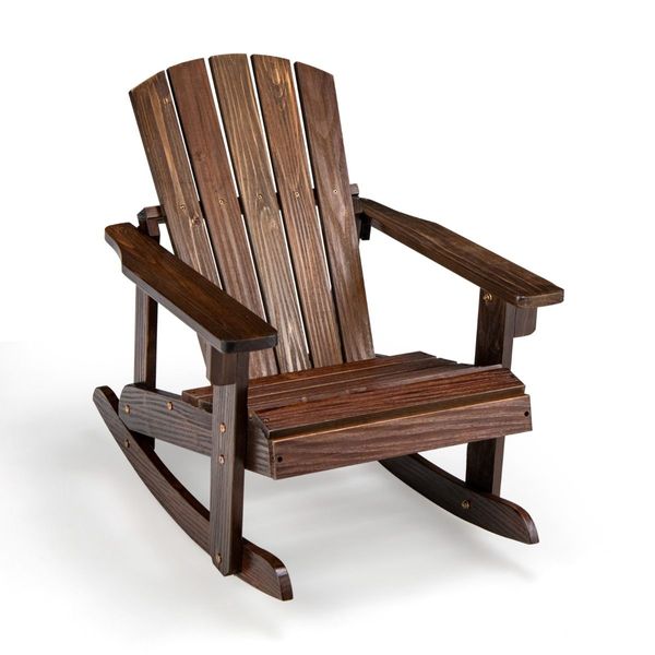 Kids Adirondack Rocking Chair with Slatted seat for Balcony/Backyard